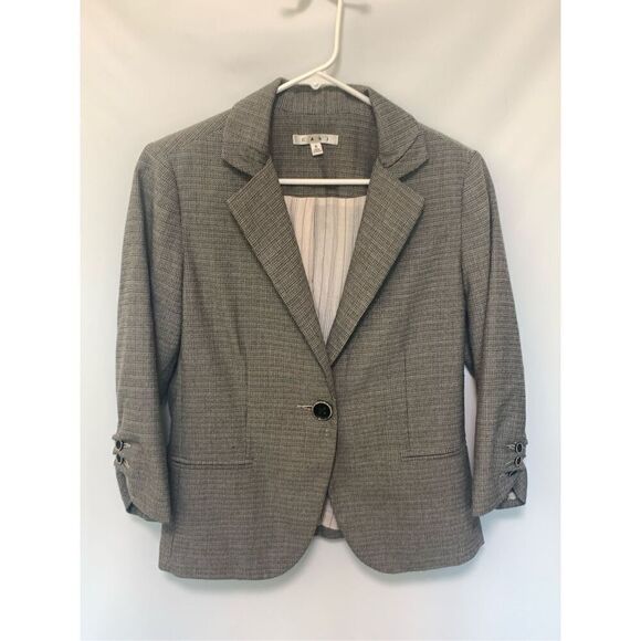 CAbi Jackets & Blazers - Cabi Women's Plaid Notch Lapel Single Breasted Blazer Jacket Black Tan Size 6